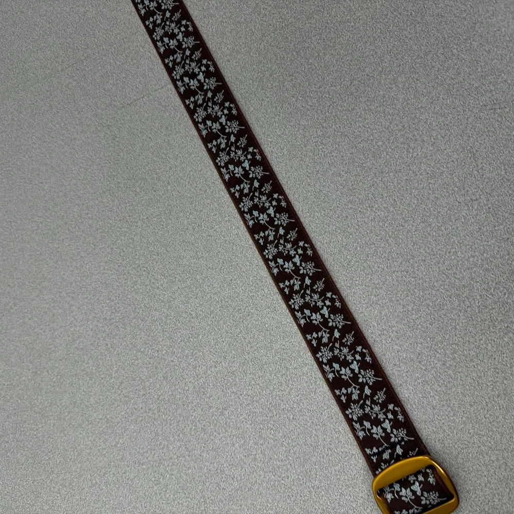 Bison Designs Belt Womens Small Brown Floral Print Mazo Webbing Slider Buckle